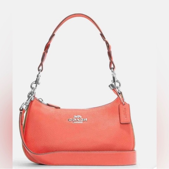🆕 COACH Teri Shoulder/Crossbody in Silver/Khaki/Tangerine HOT ITEM! - Picture 3 of 16